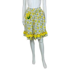 Vintage 50s Daisy Print Half Apron Blue And Yellow Handmade